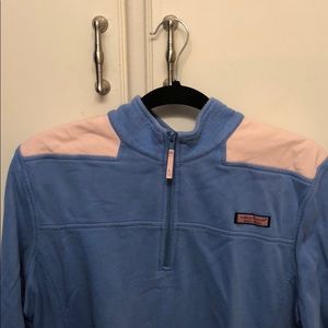 Blue & pink trimmed Vineyard vines quarter zip